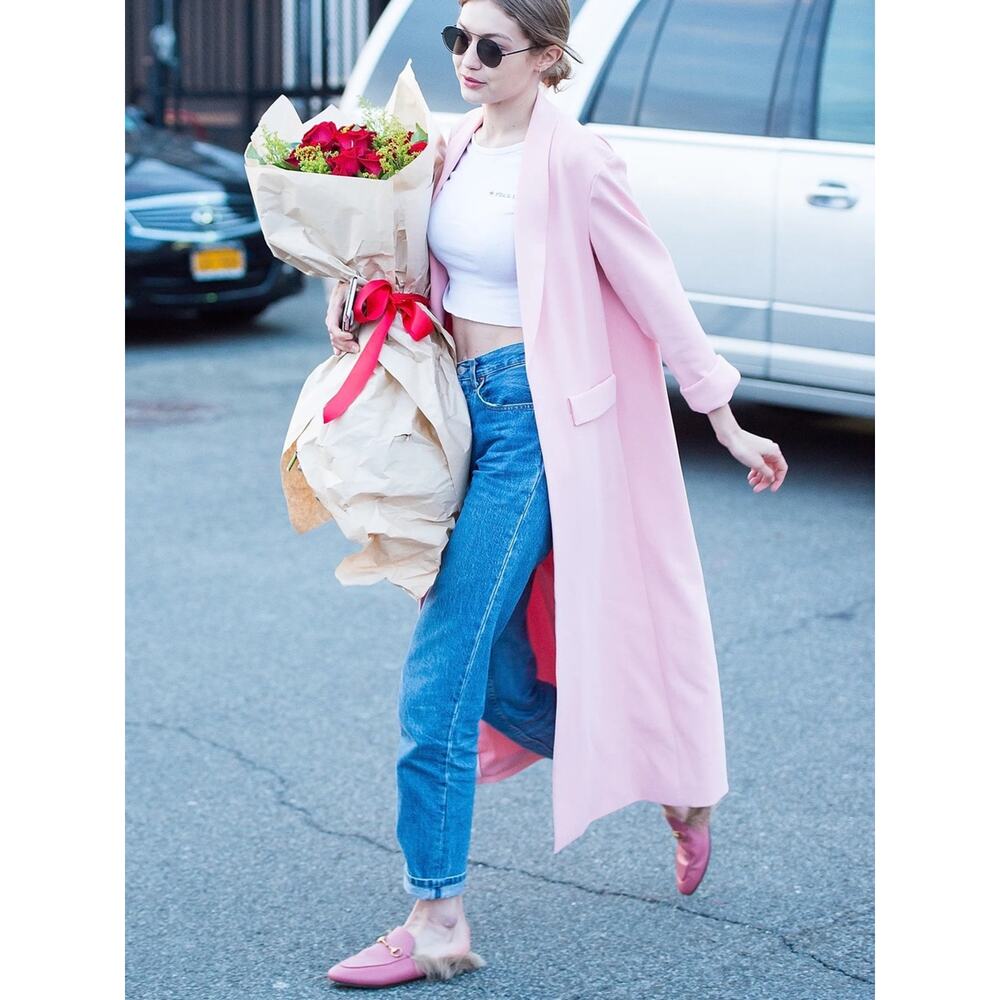 Gucci Princetown Pink Leather Fur Trim Horsebit Mules Size 37 - Picture 3 of 13
